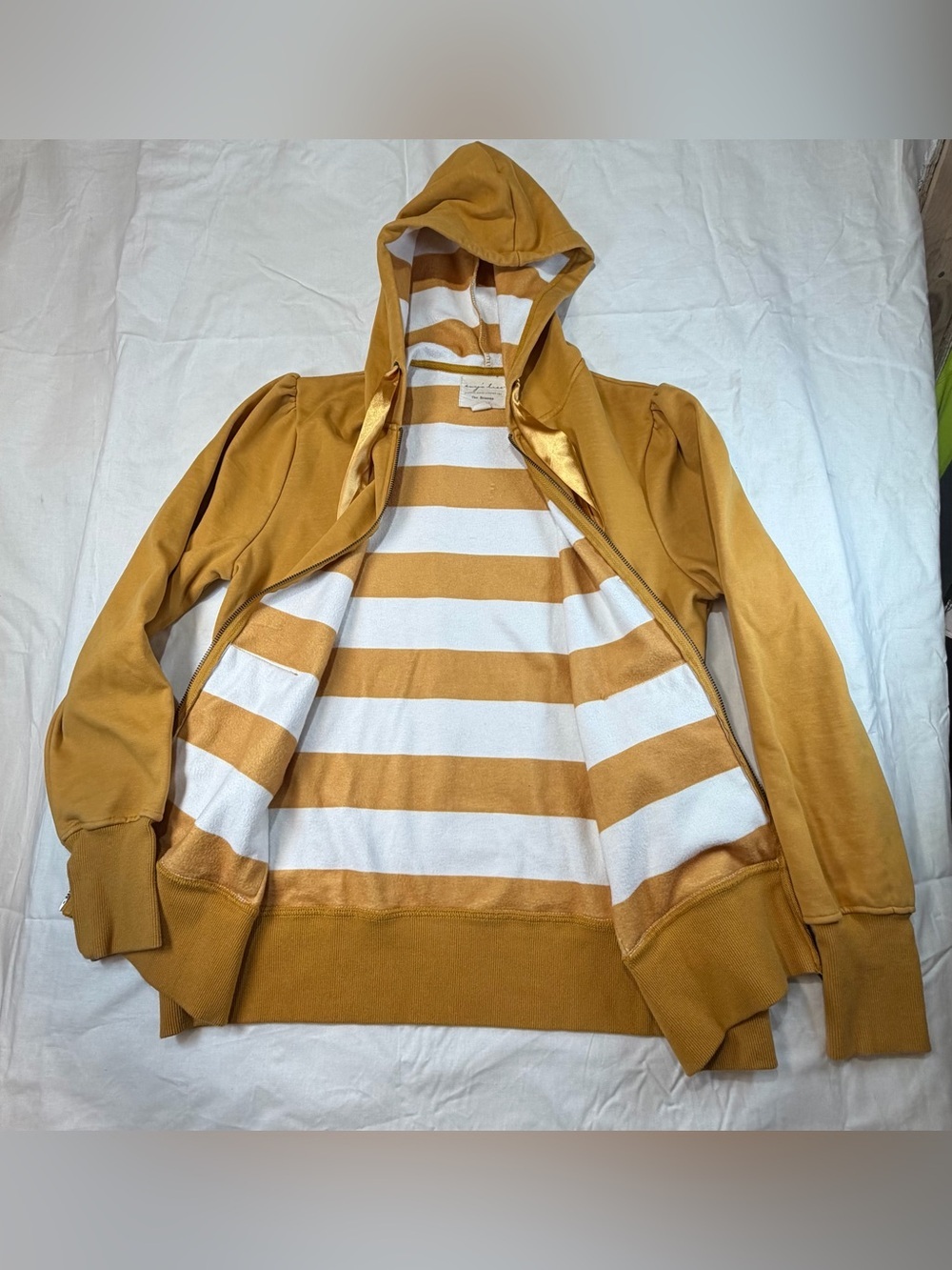 evy's tree Mustard Zip-Up Hooded Bomber sweater The Brianna - Picture 2 of 6